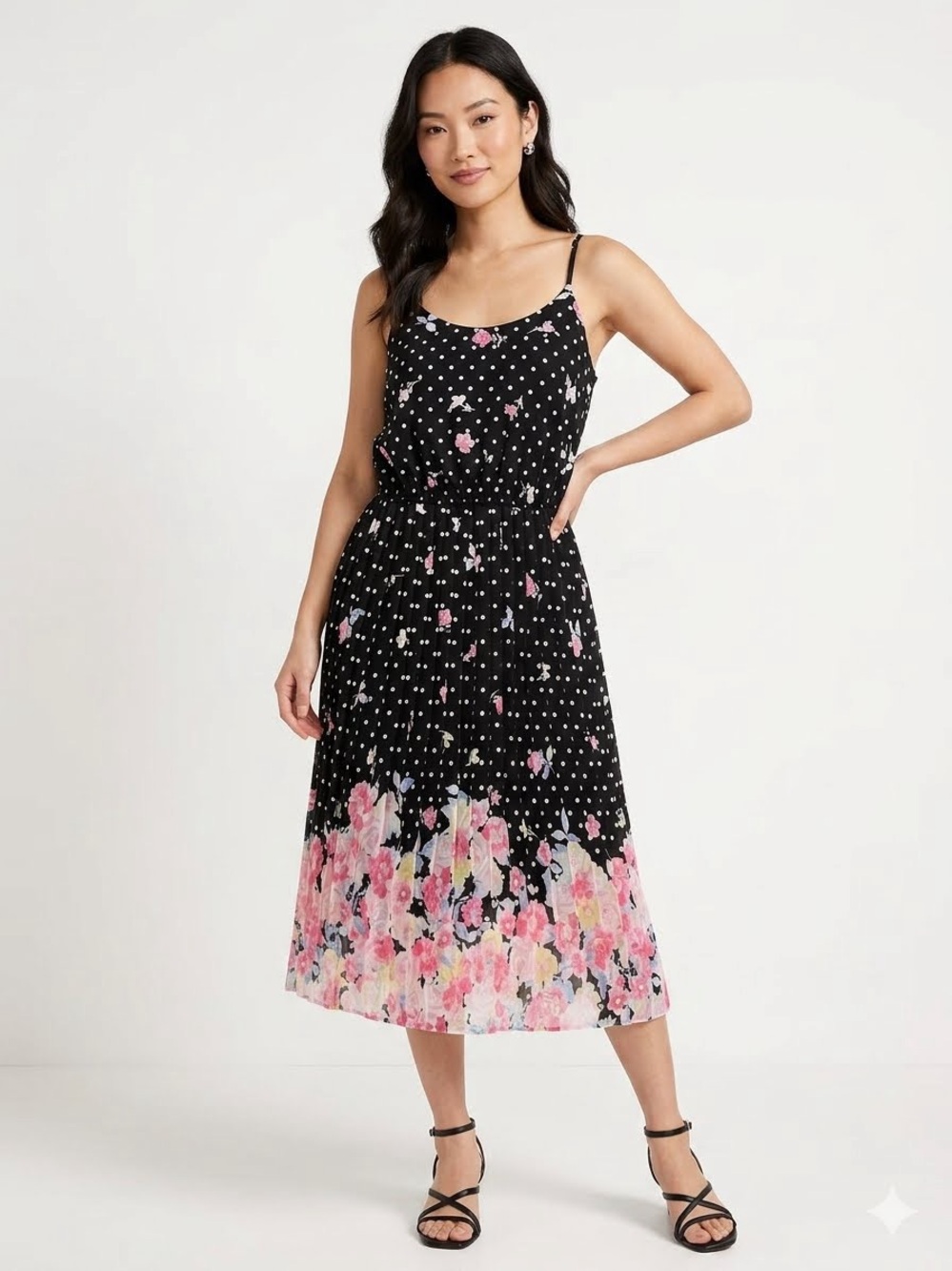 Elle Blooming Beauty Polka Dot Floral Chiffon Dress